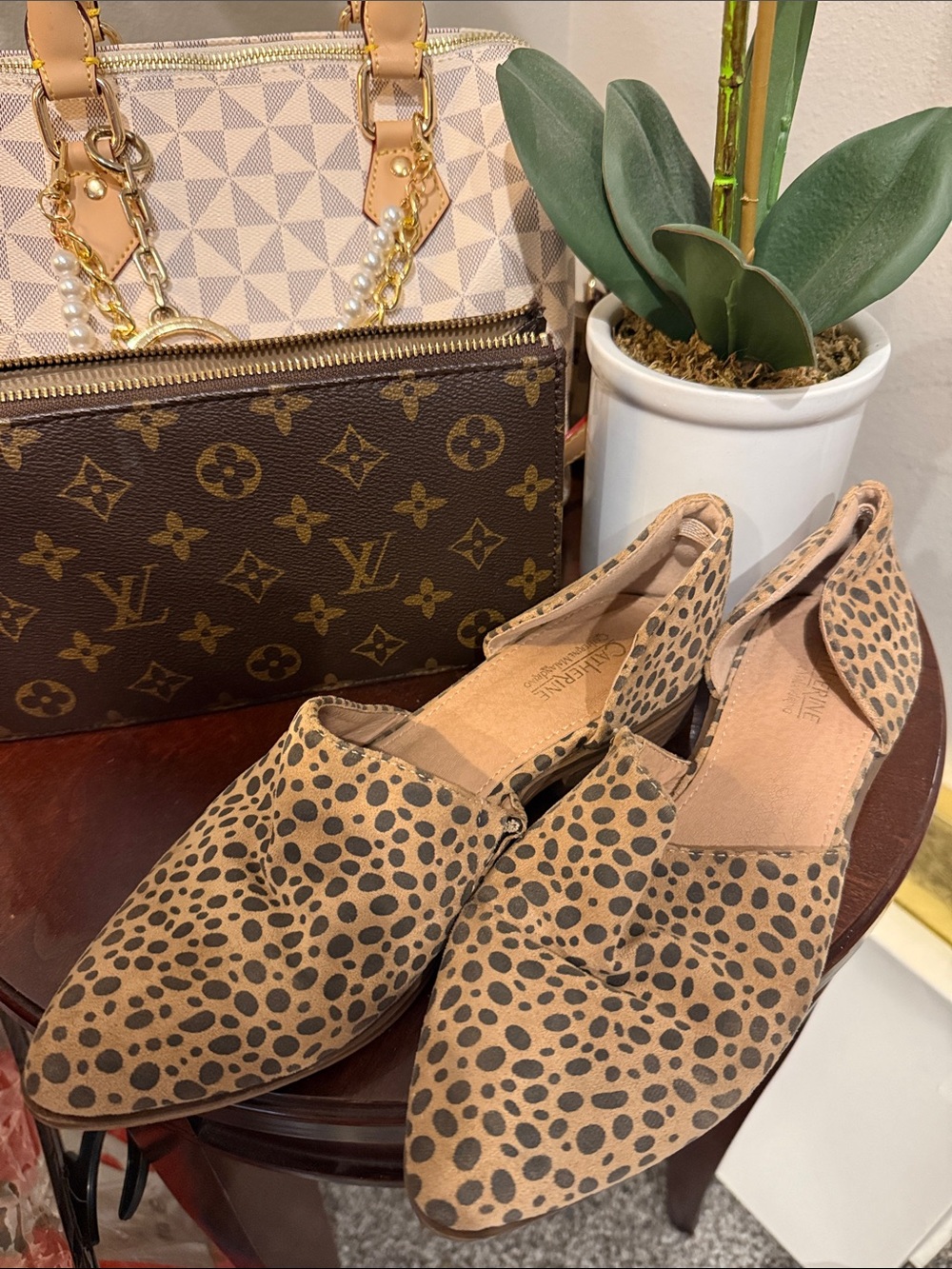 Leopard Print D'Orsay Flats - Tan/Black Catherine melandrino shoes 7.5 women’s